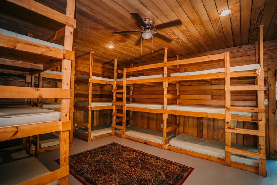 Bunk beds in one of the 8 Ocoee river cabins offered by Outland Expeditions